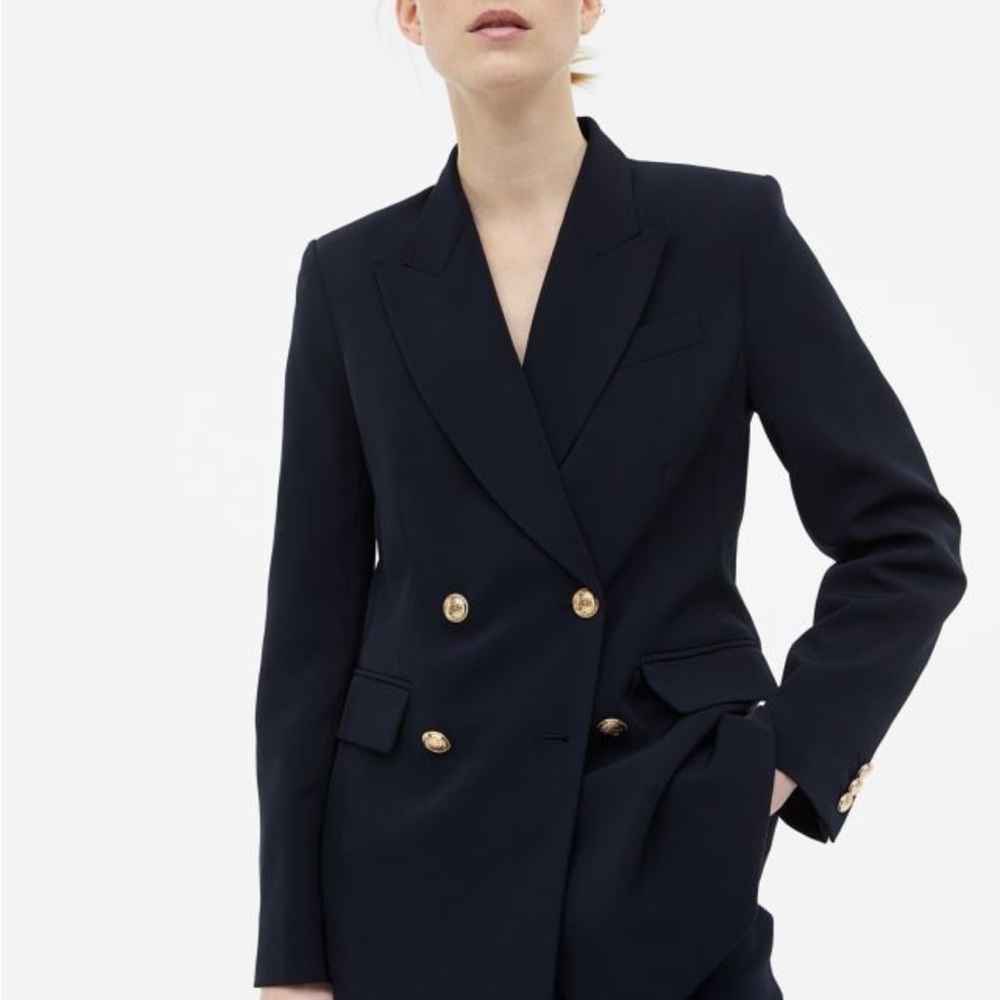 H&M Black Double-Breasted Blazer with Gold Buttons